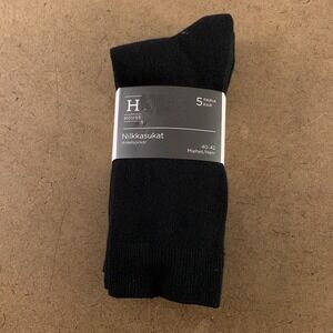 House Men's 40-42 US Shoe Size 5-10 Black Cotton Blend Crew Socks 5 Pairs NWT